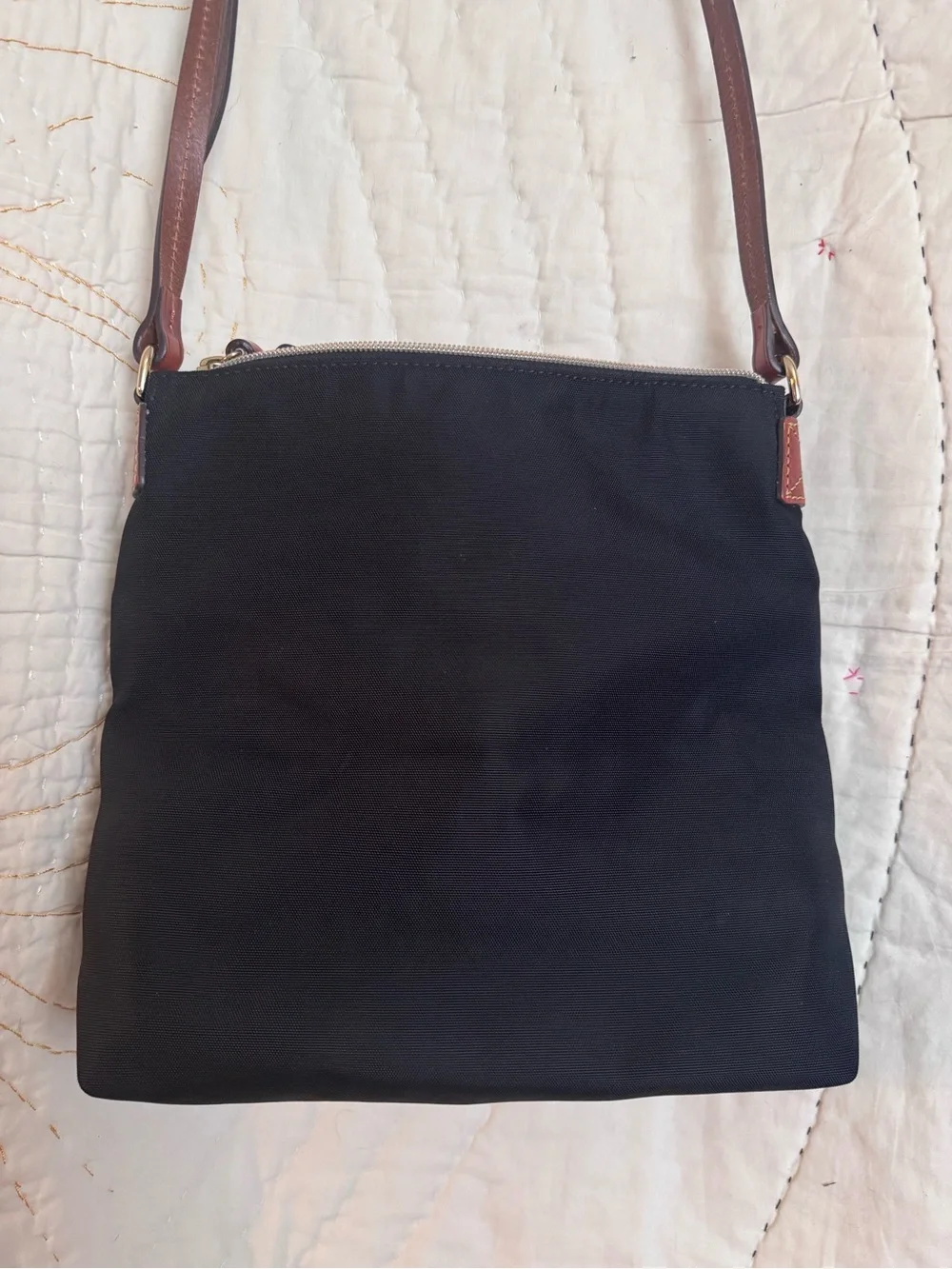 Dooney & Bourke Black Nylon Crossbody with Brown Leather Trim - Picture 7 of 8